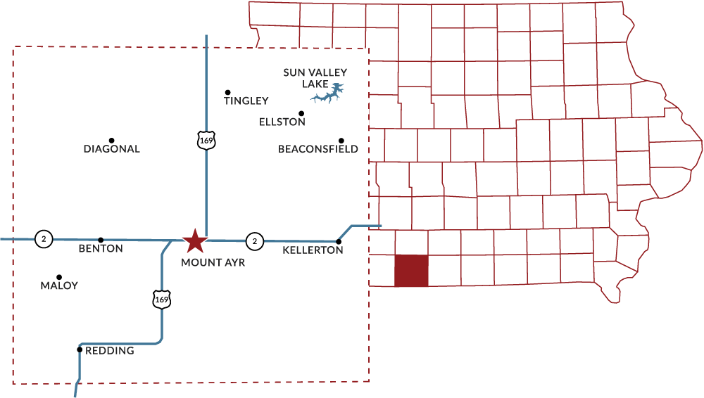 Ringgold County map of key highways and cities